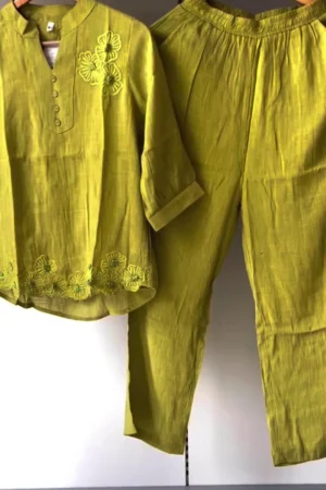 Green Embroidered Co-ord Set – Effortless Elegance with a Modern Twist