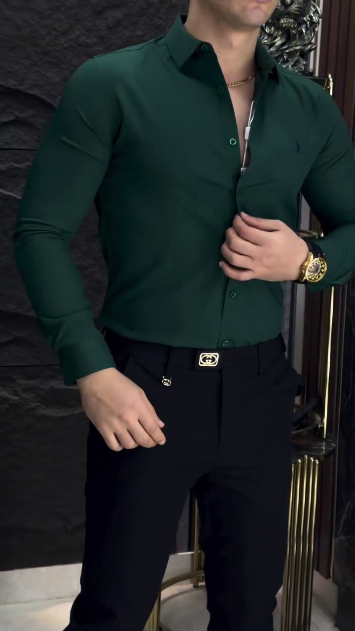 Men’s Cotton Blend Solid Shirt - Image 3