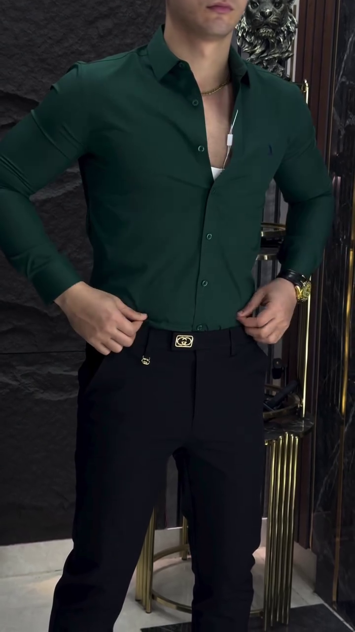 Men’s Cotton Blend Solid Shirt - Image 2
